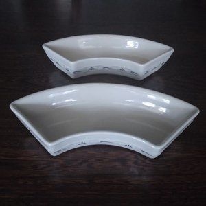 2 Longaberger Woven Traditions Classic Blue 10 1/4" Crescent Bowls